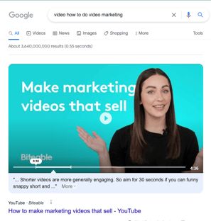 Google video feature snippet